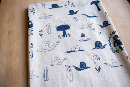 Snail, Handprinted Cotton Kitchen Towel