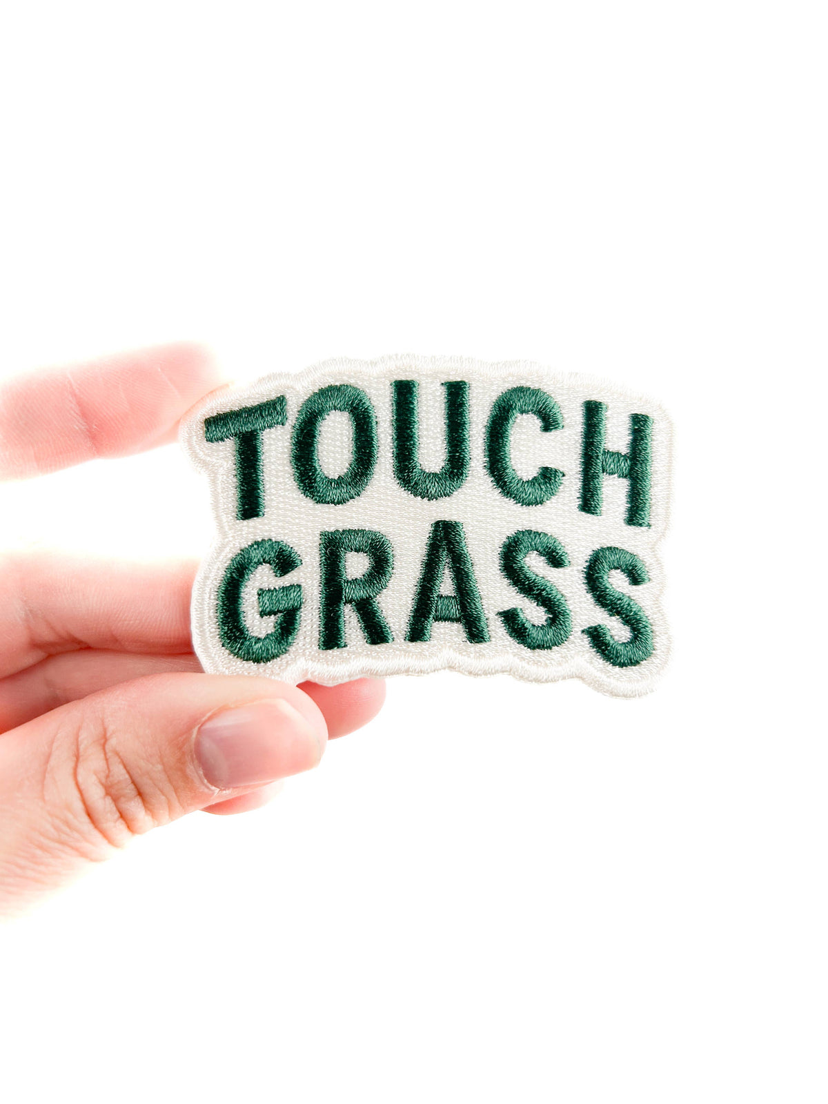 Touch Grass Embroidered Iron-On Patch
