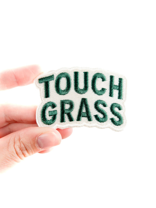 Touch Grass Embroidered Iron-On Patch
