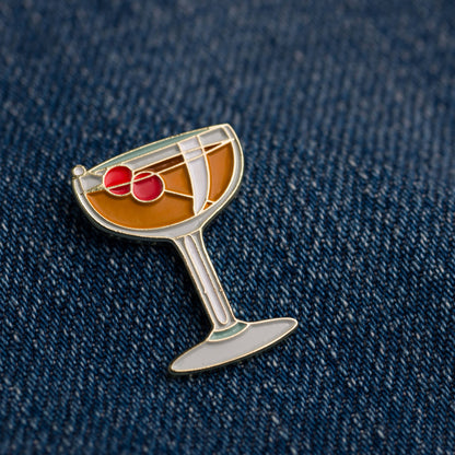 Tiny Manhattan Cocktail Enamel Lapel Pin