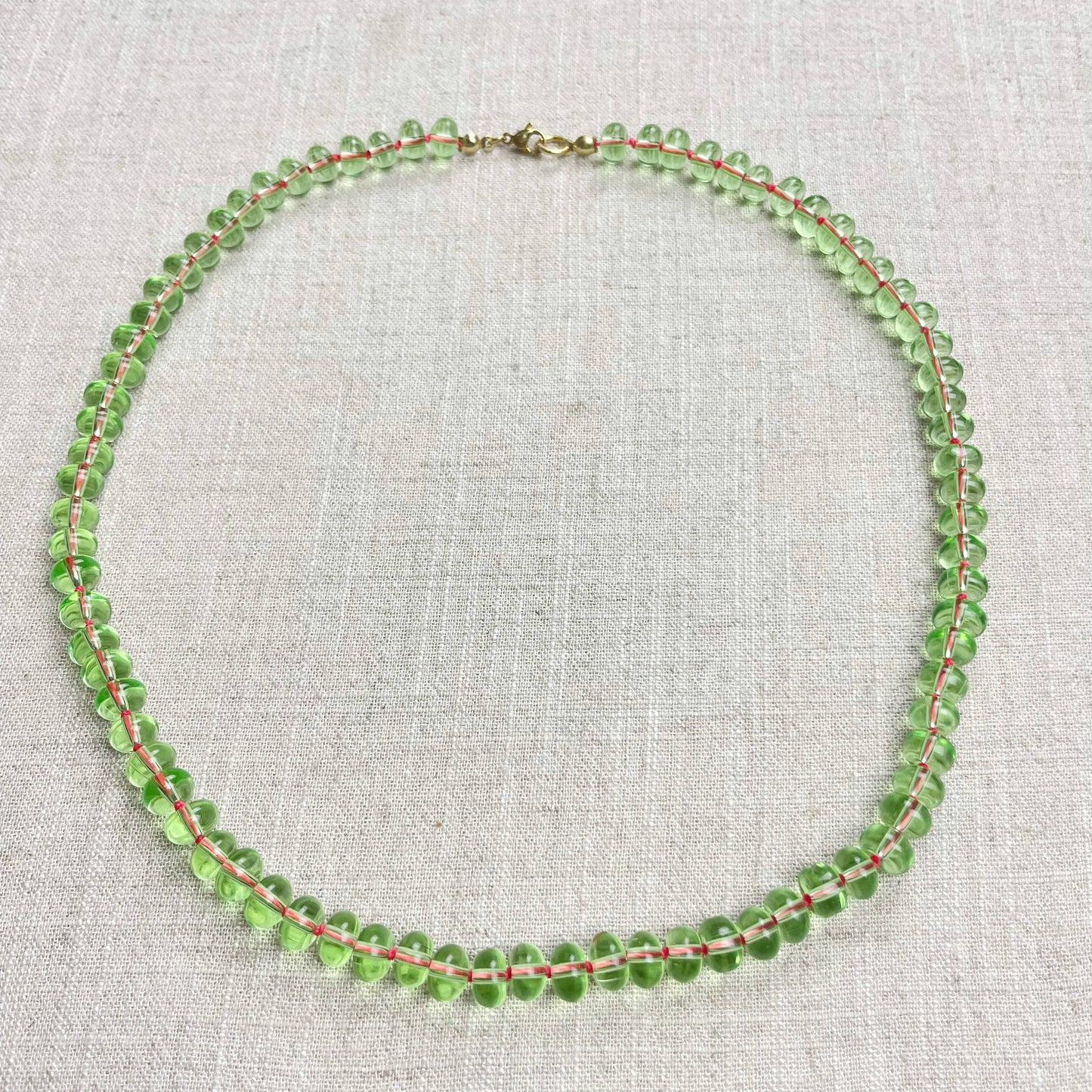 Mint Green Glass Hand-knotted Beaded Necklace