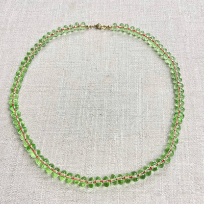 Mint Green Glass Hand-knotted Beaded Necklace