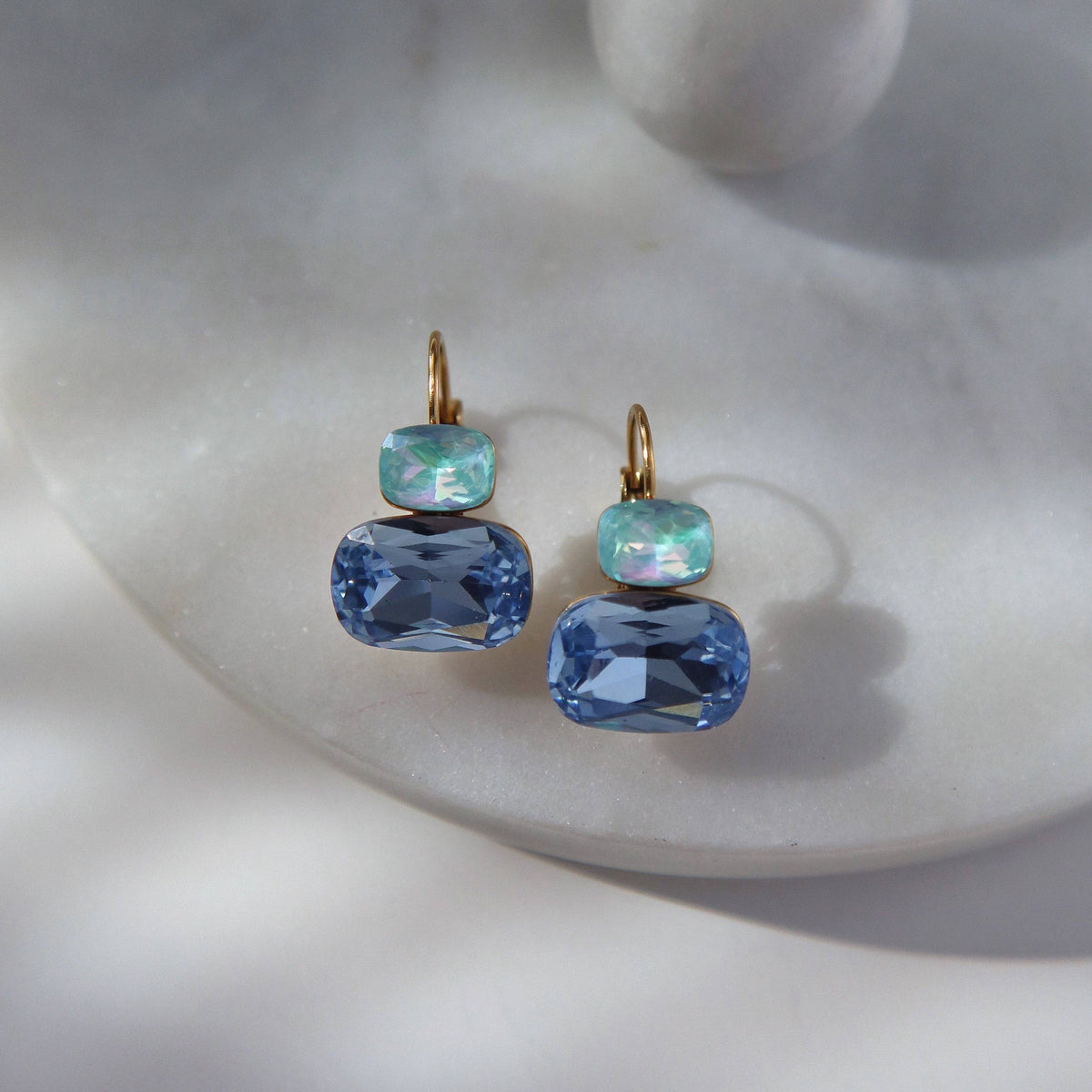 Blue Serenity Faceted Drop Earrings