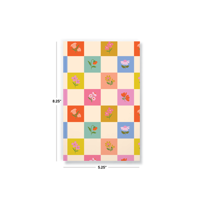 Petals and Checkers Classic Layflat Journal Notebook