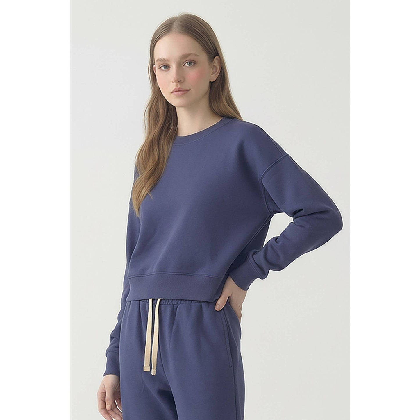 Cotton Terry Cropped Sweatshirt
