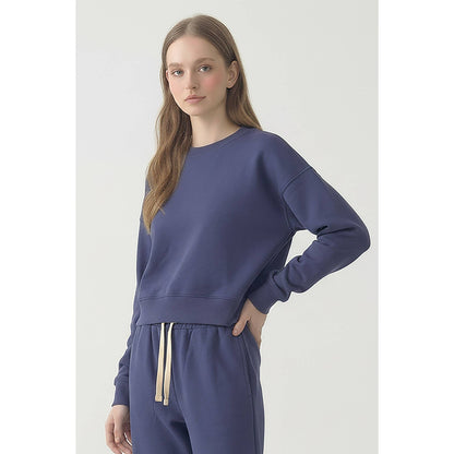 Cotton Terry Cropped Sweatshirt
