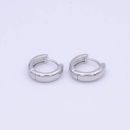 Rhodium Plated Huggie Hoop Earrings
