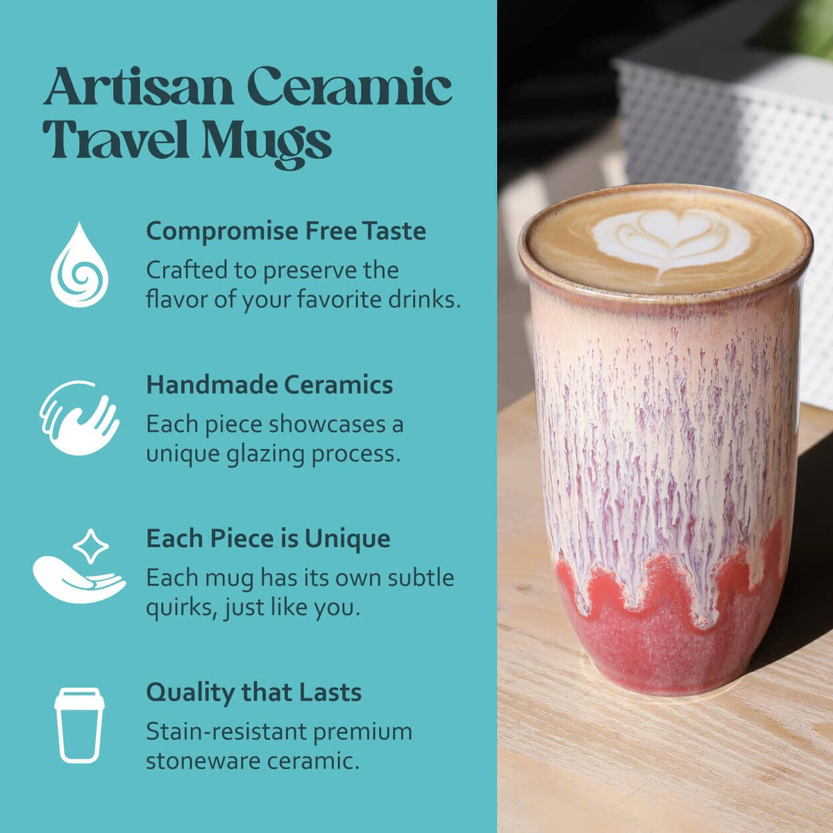 Jupiter Red Ceramic Travel Mug with Lid, 16 oz