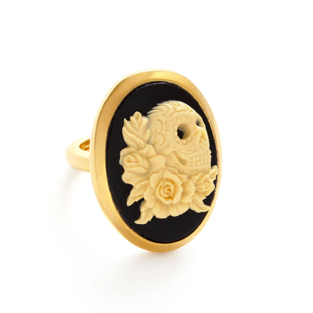 Sugar Skull and Roses Cameo Ring