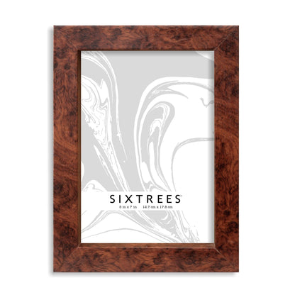 Burl Wood Finish Picture Frame with Real Glass