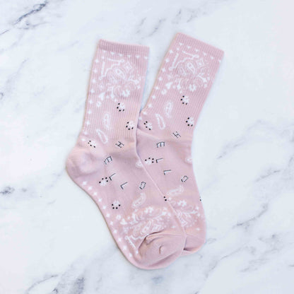 Women's Retro Bandana Pattern Crew Socks