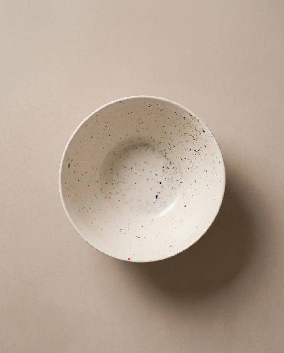 White Party Stoneware Bowl Reactive Glaze