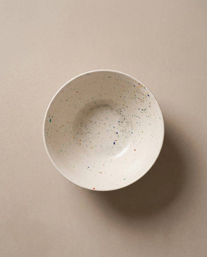 White Party Stoneware Bowl Reactive Glaze