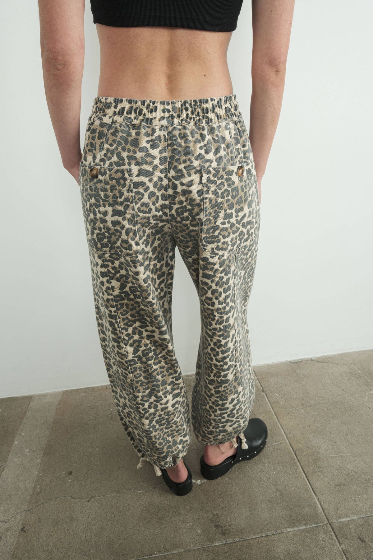 Leopard-Print Drawstring Jogger Pants