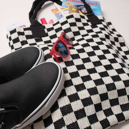 Black Checkered Tote Bag