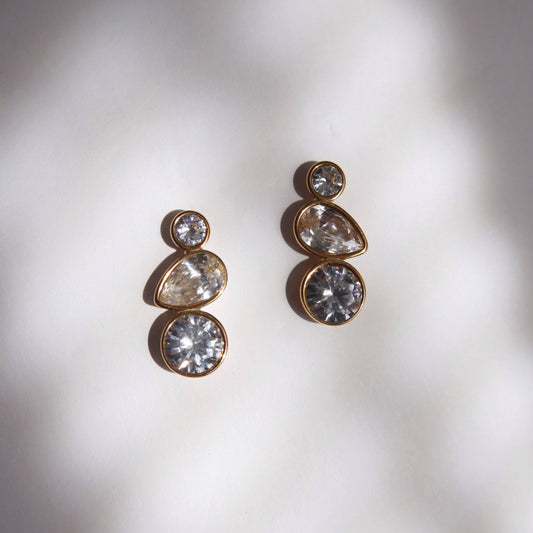 Simone Zirconia Drop Earrings Gold Plated