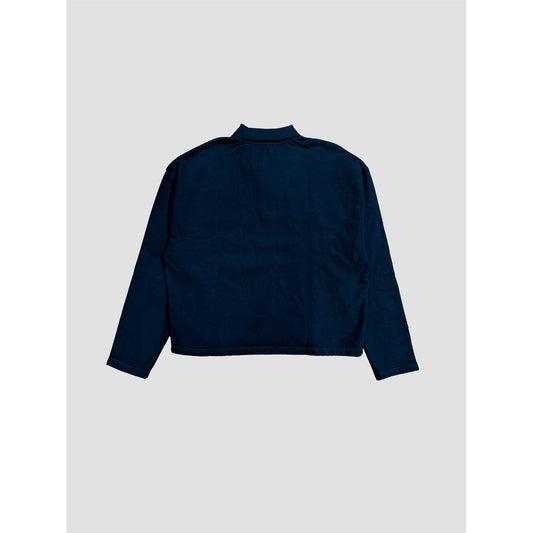 Acid Wash Rugby Style Collared Sweatshirt