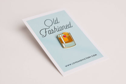 Tiny Old Fashioned Cocktail Enamel Lapel Pin