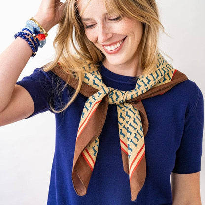 Dachshund Print Square Scarf, Cotton