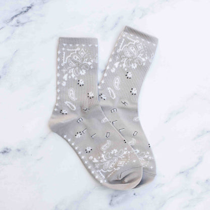 Women's Retro Bandana Pattern Crew Socks