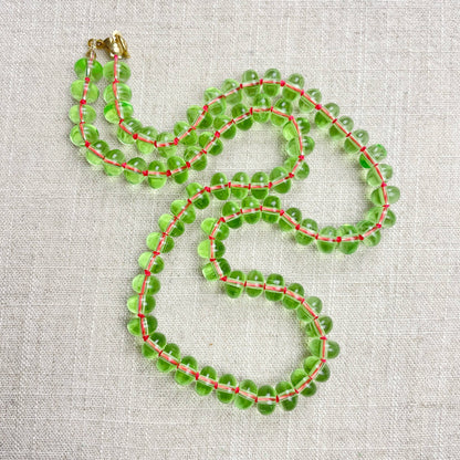 Mint Green Glass Hand-knotted Beaded Necklace