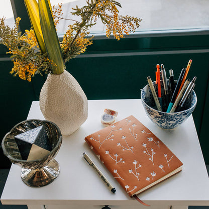 Brown Floral Embroidered Journal Notebook