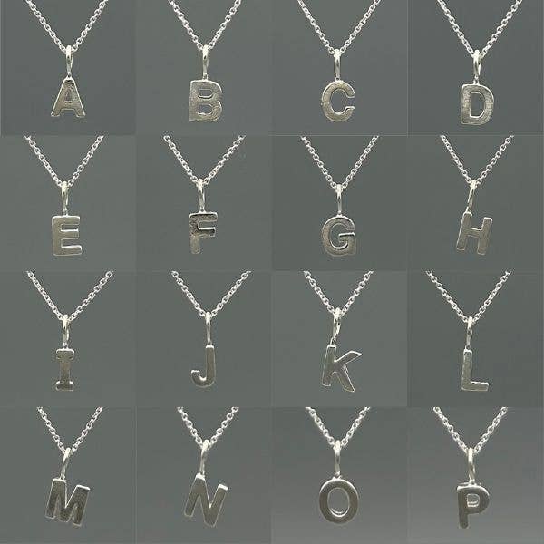 Sterling Silver Block-Letter Initial Necklace