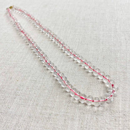 Clear Glass Hand-knotted Beaded Necklace