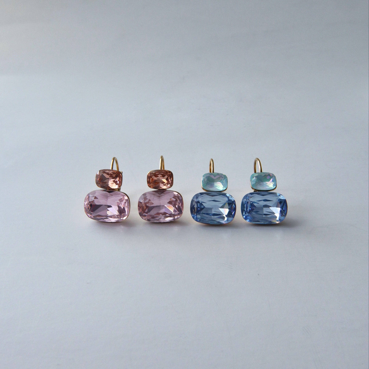 Blush Aura Pink Stone Drop Earrings Gold Plated