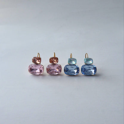 Blush Aura Pink Stone Drop Earrings Gold Plated
