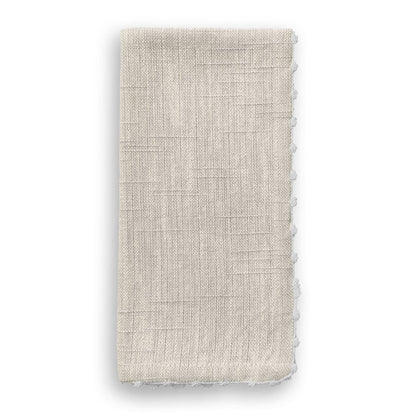 Knotted Edge Natural Cotton Napkin White Trim