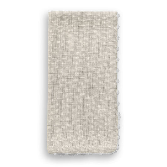 Knotted Edge Natural Cotton Napkin White Trim