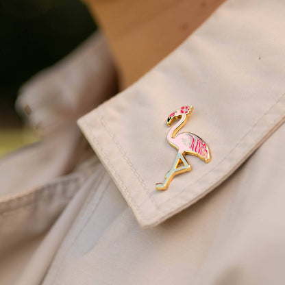 Pink Flamingo Enamel Lapel Pin Tropical