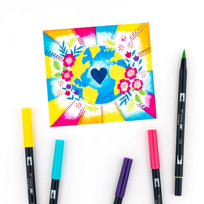Tombow Dual Brush Pen Art Markers Bright 10 Pack