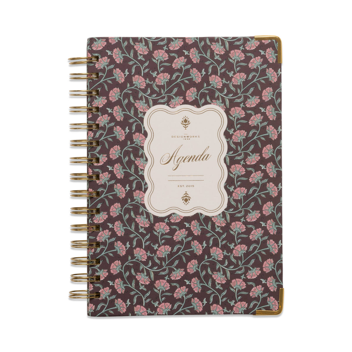 Burgundy Vintage Floral Undated 13 Month Planner