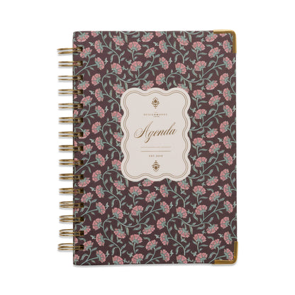 Burgundy Vintage Floral Undated 13 Month Planner