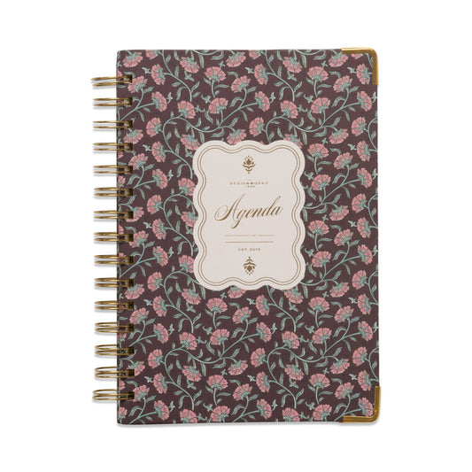 Burgundy Vintage Floral Undated 13 Month Planner