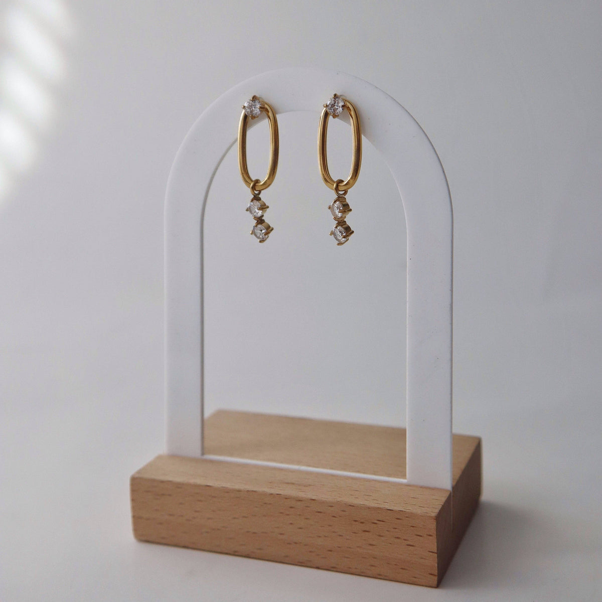 Audrey Gold Hoop Dangle Earrings with CZ