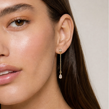 18k Gold Filled Teardrop CZ Dangle Earrings