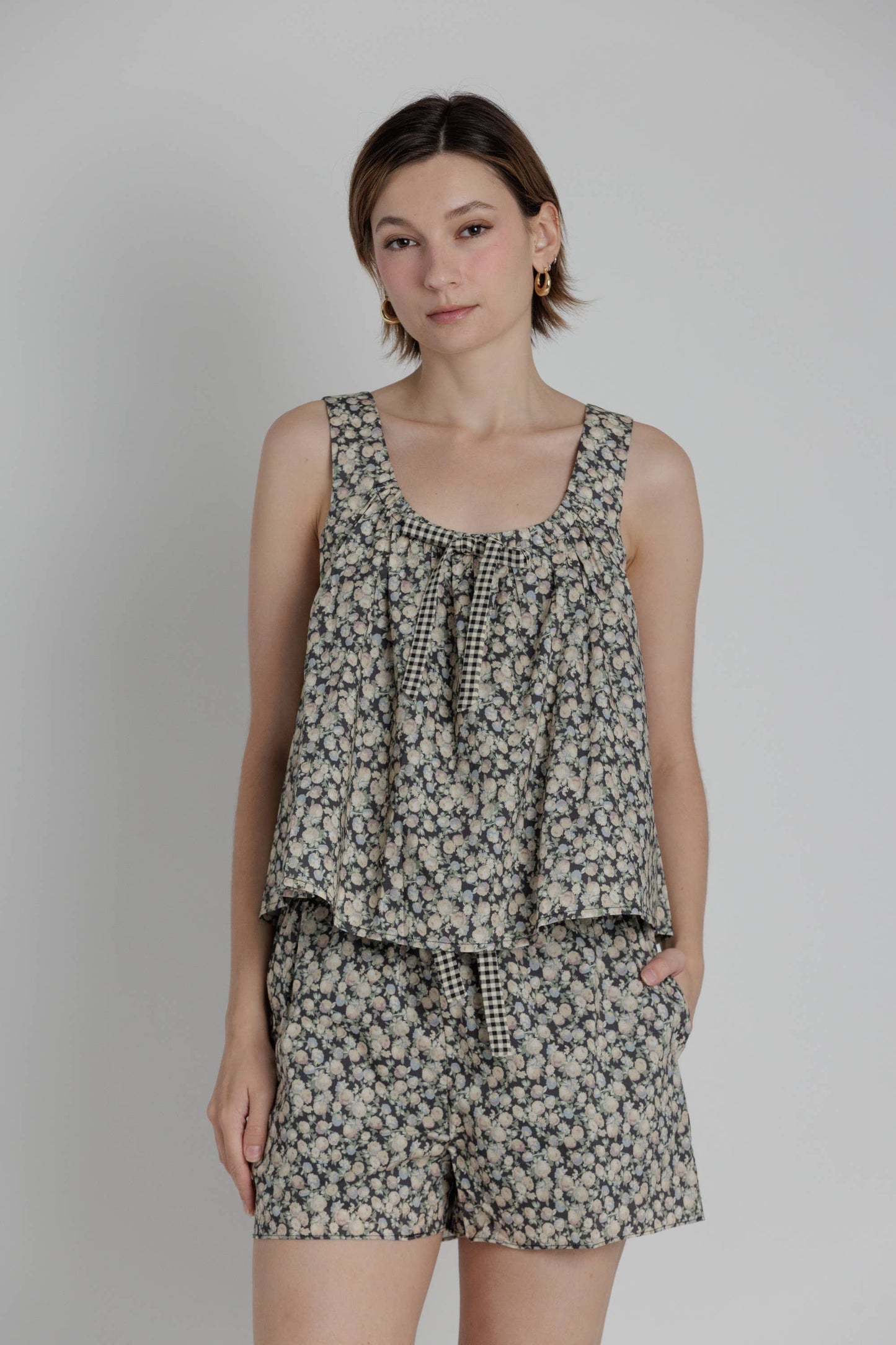 Floral Cotton Poplin Babydoll Top