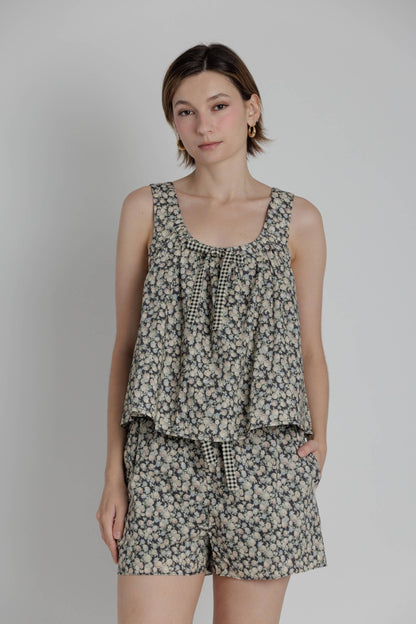 Floral Cotton Poplin Babydoll Top