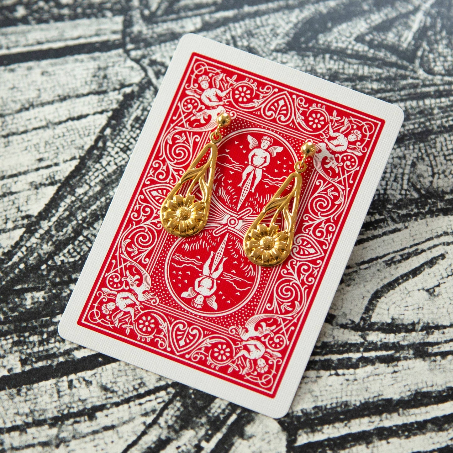 Vintage Gold Flower Drop Earrings