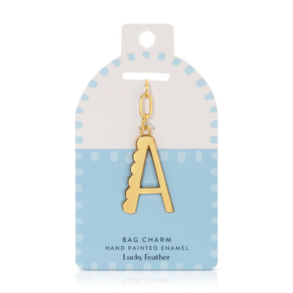 Initial A Enamel Bag Charm Keychain