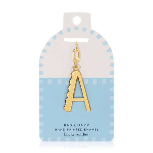 Initial A Enamel Bag Charm Keychain
