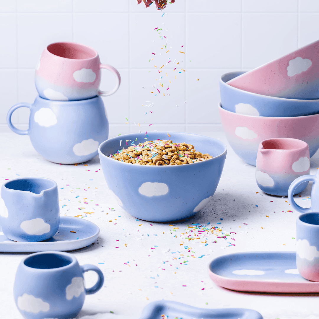 Blue Cloud Stoneware Cereal Bowl