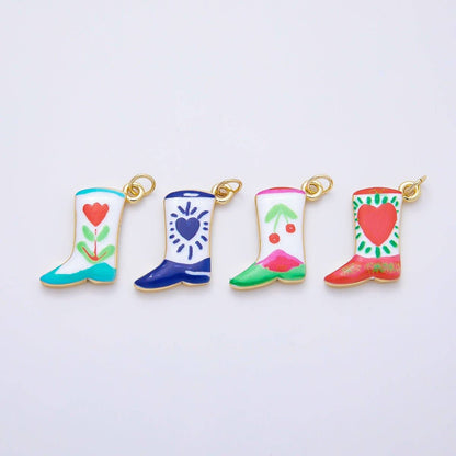Painted Boots Enamel Charm Earrings