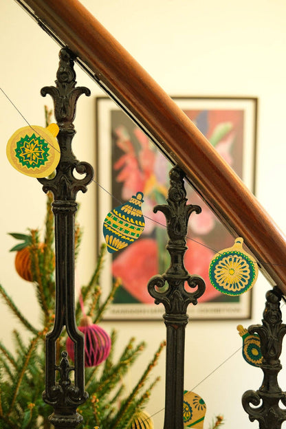 Christmas Ornaments Sewn Paper Garland 3 Meters