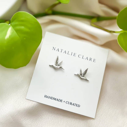 Silver Hummingbird Stud Earrings