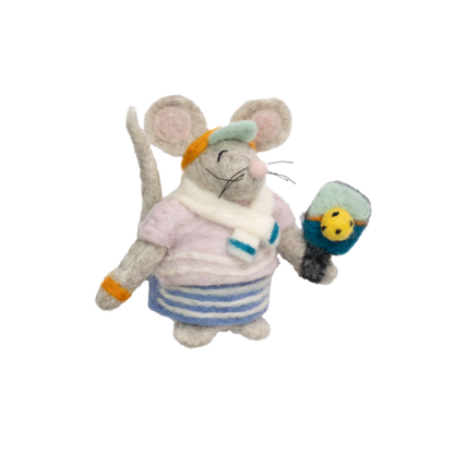 Felt Pickleball Mouse Christmas Ornament