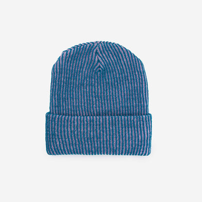 Two-Tone Rib Knit Beanie Unisex One Size